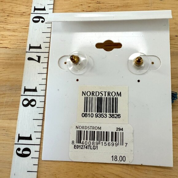 Panacea Teal Tassel Drop Earrings With Gold Accents - Picture 5 of 9